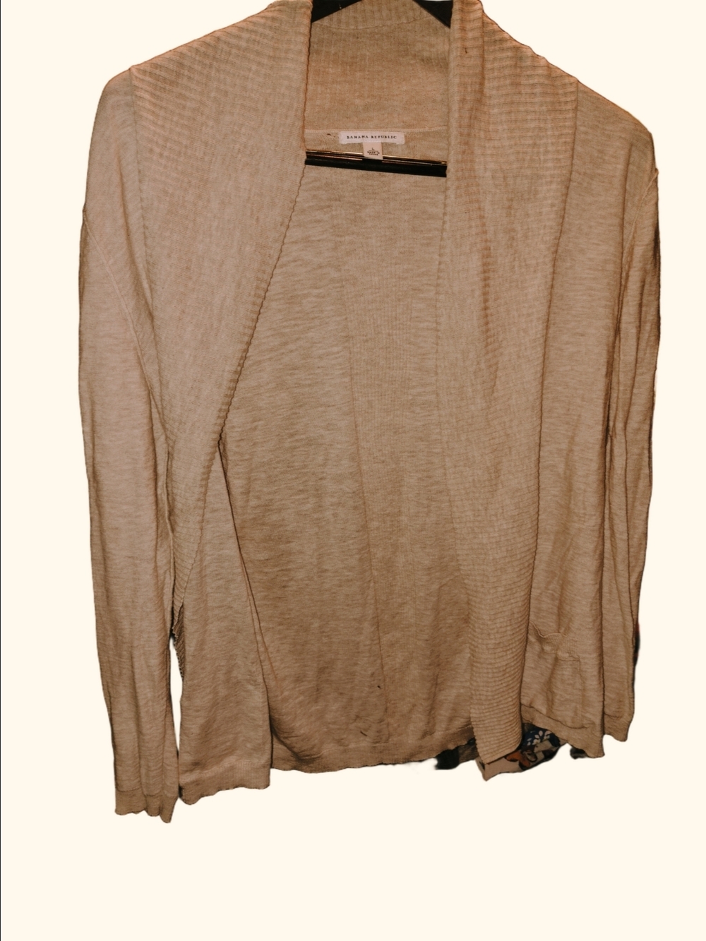 Banana Republic Cream Open Front Ribbed Cardigan Size Large